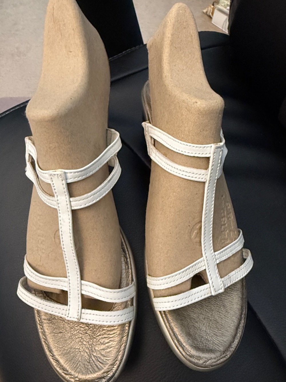 Naot Women's Strappy Sandals in Metallic Bronze and Cream Leather - Picture 4 of 4
